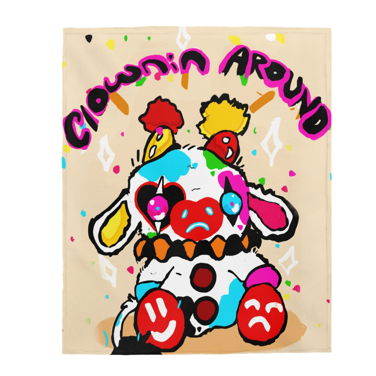 Clownin Around Velveteen Plush Blanket