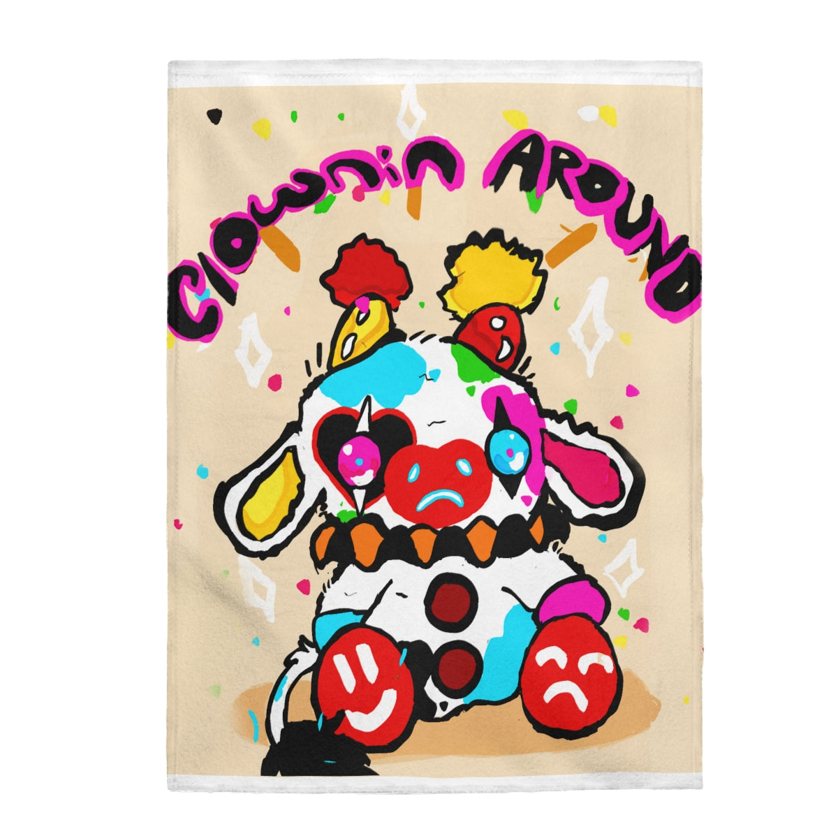 Clownin Around Velveteen Plush Blanket