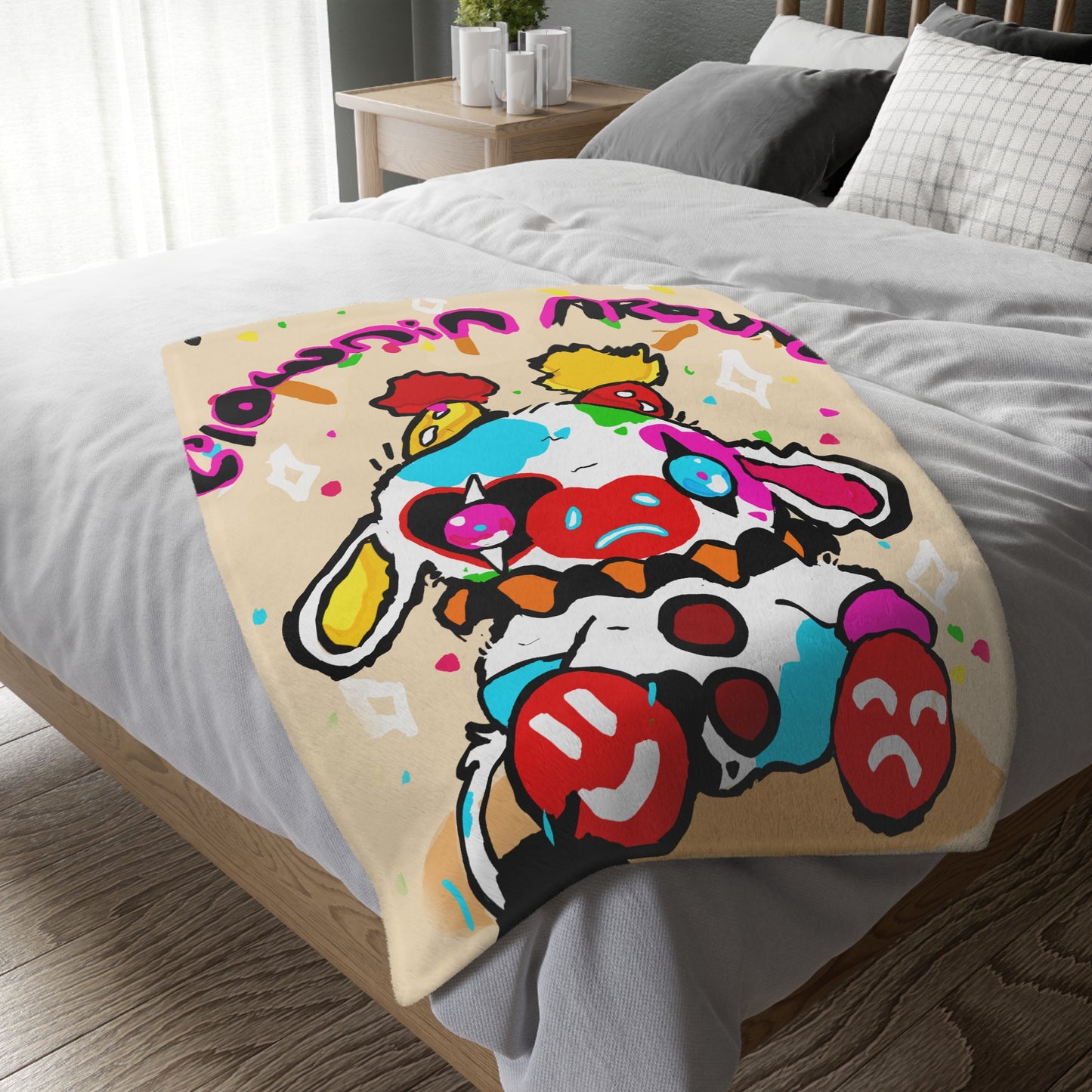 Clownin Around Velveteen Plush Blanket